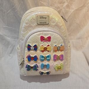 Loungefly Ivory Backpack with Multicolor Bows